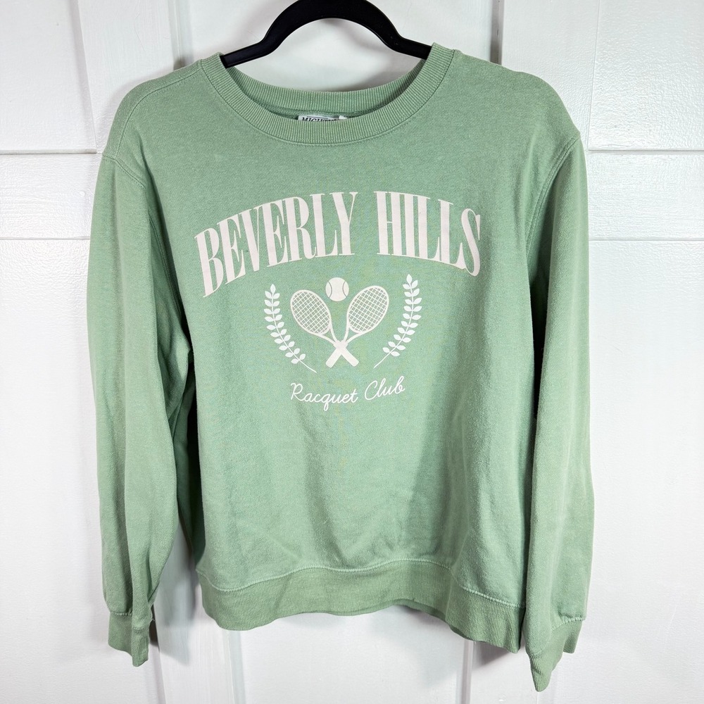 Mighty‎ Fine Beverly Hills Racquet Club Crewneck Sweatshirt Green Pullover Large